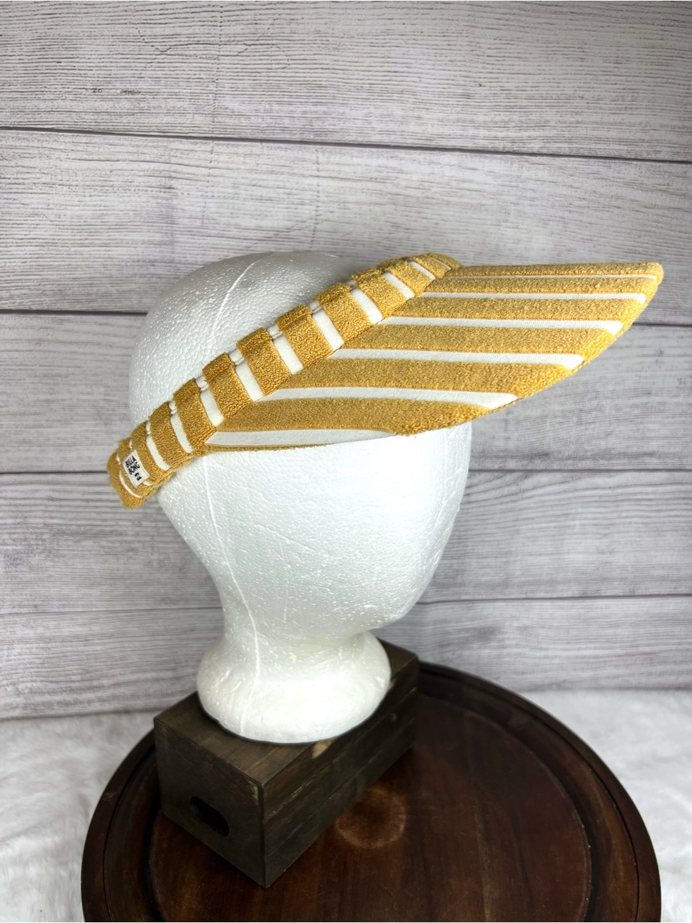 Billabong Women’s Yellow White Striped Terrycloth Visor Hat Beach Vacation Boho